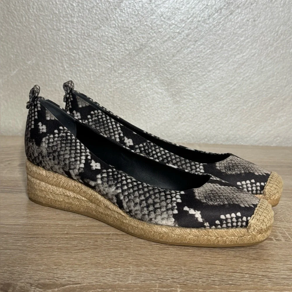 Tory Burch Jute Women 8 Snack Heather Espadrille Wedge Ballet Skimmer Shoes